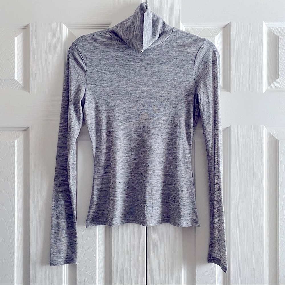 H&M LIGHTWEIGHT LAYERING LONG SLEEVE KNIT TURTLENECK Heather Gray S